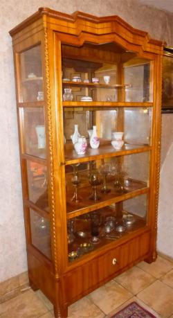 Antike Glasschrank / Vitrine, Kirschbaum, Spätbiedermeier / Louis-Philippe